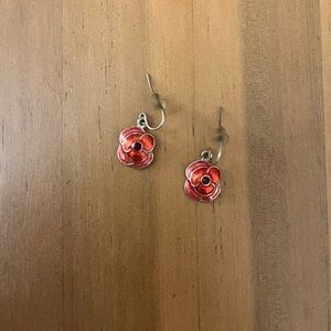 Red Floral Dangle Earrings
